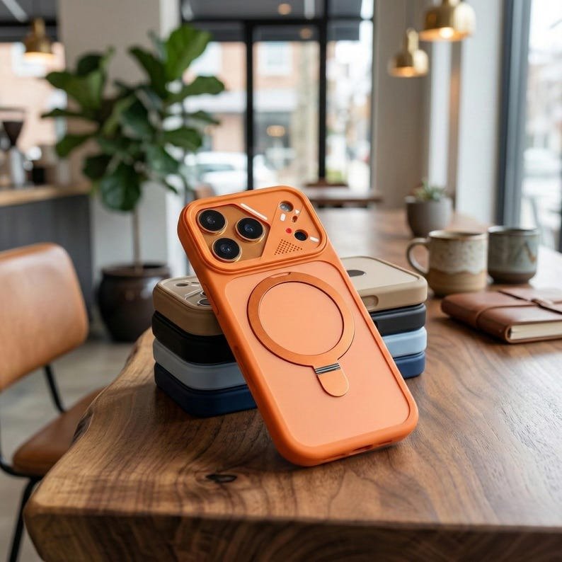 Creative Skin Feel Magnetic Ring Holder Stand Phone Case for iPhone - Image 3